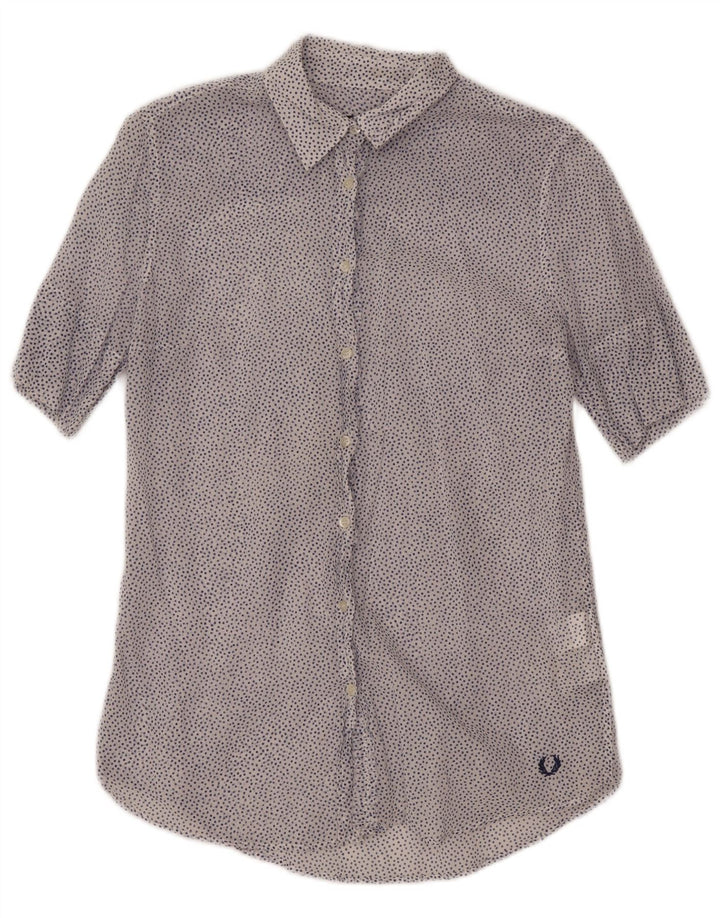 Fred Perry Γυναικείο πουκάμισο See Through UK 14 Large White Spotted Cotton