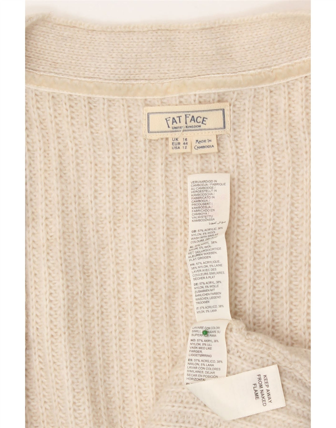 Γυναικείο πουλόβερ Longline UK 16 Large Off White