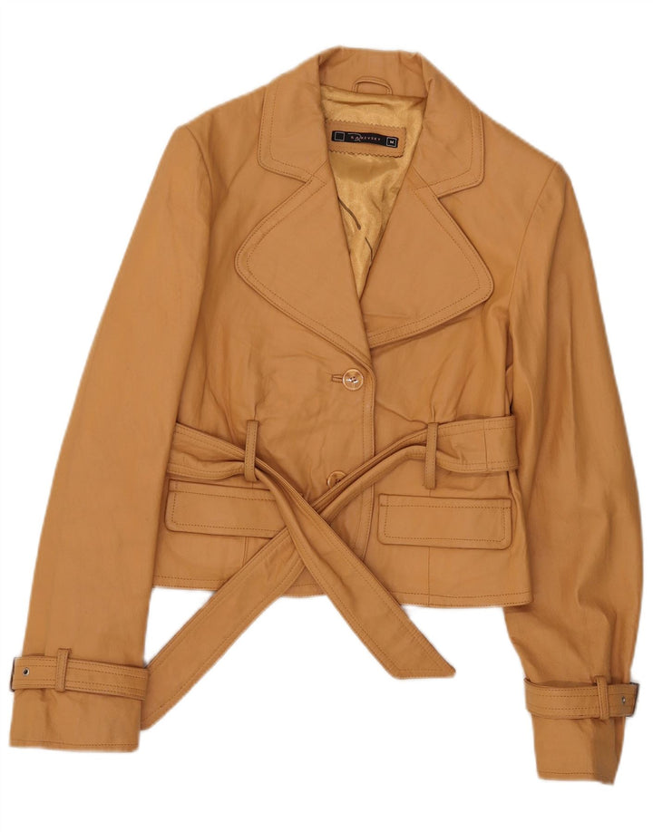 Vintage Γυναικείο Δερμάτινο Μπουφάν UK 12 Medium Beige Leather