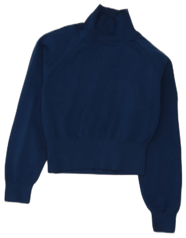 Zara γυναικείο πουλόβερ με λαιμόκοψη χελώνας UK 10 Small Navy Blue Polyester