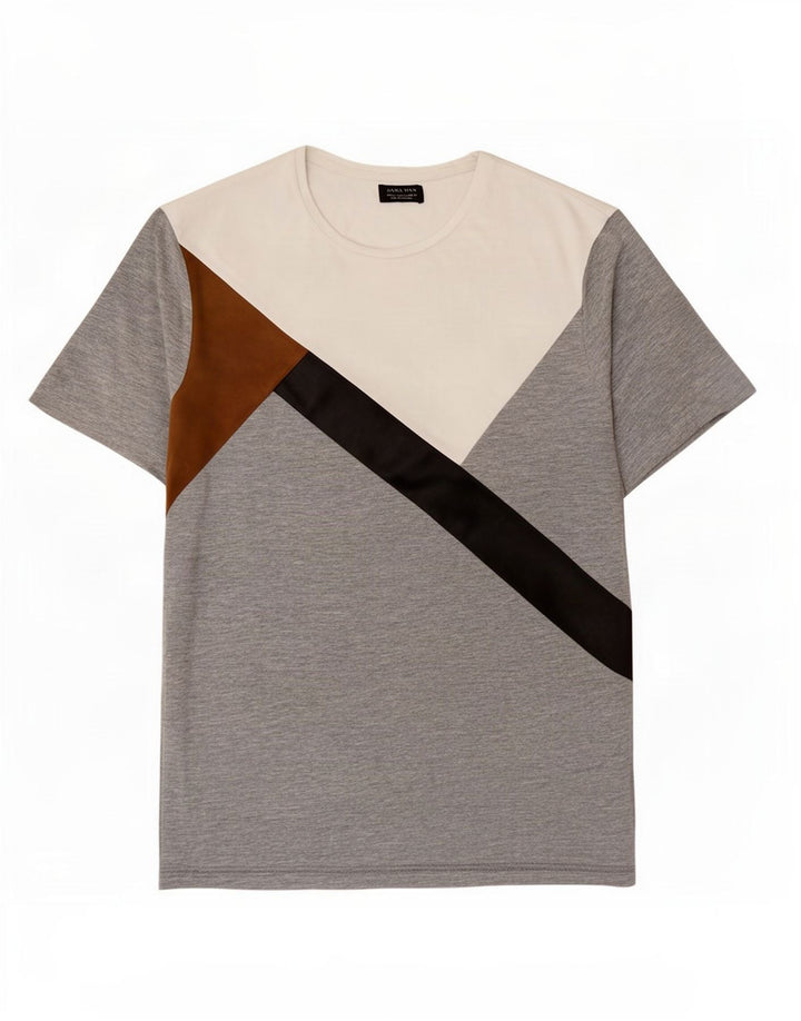 Zara Ανδρικό T-Shirt Top XL Grey Colourblock