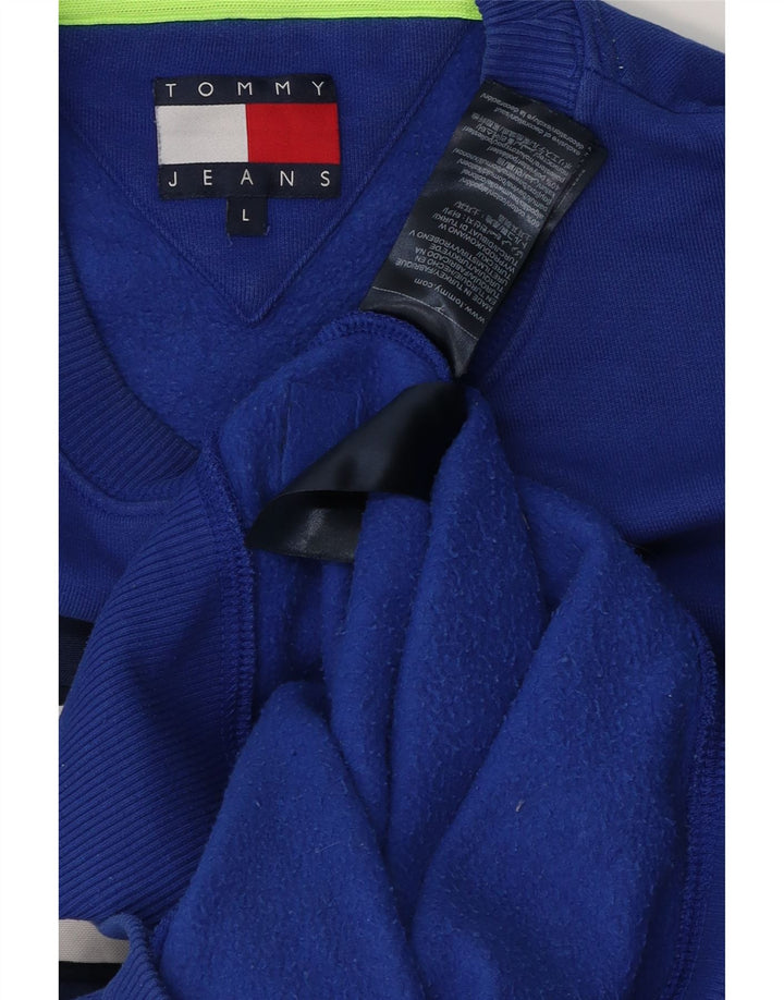Γραφικό ανδρικό φούτερ Tommy Hilfiger Jumper μεγάλο μπλε βαμβακερό