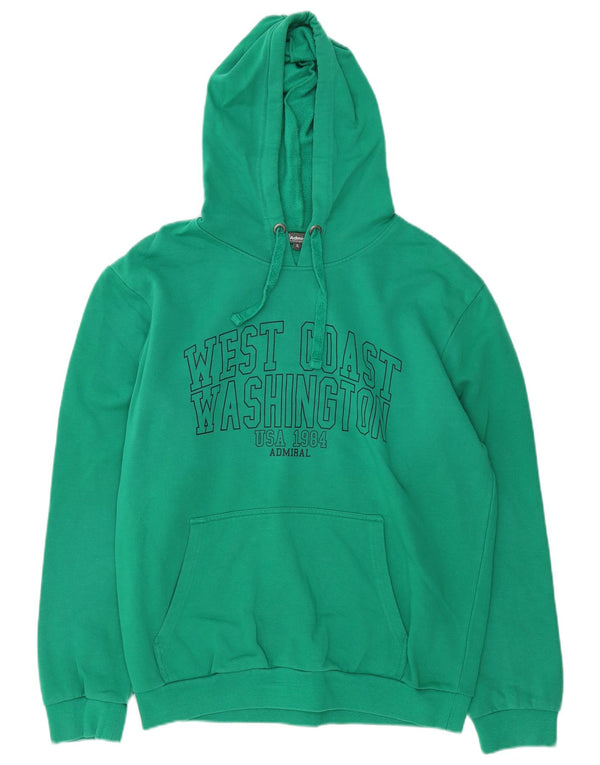 Admiral Mens Graphic Hoodie Jumper XL Green Cotton