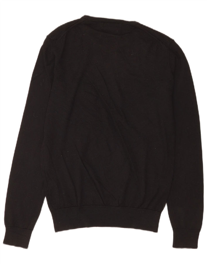 Ανδρικό πουλόβερ Zara με λαιμόκοψη, μεσαίο μαύρο μάλλινο