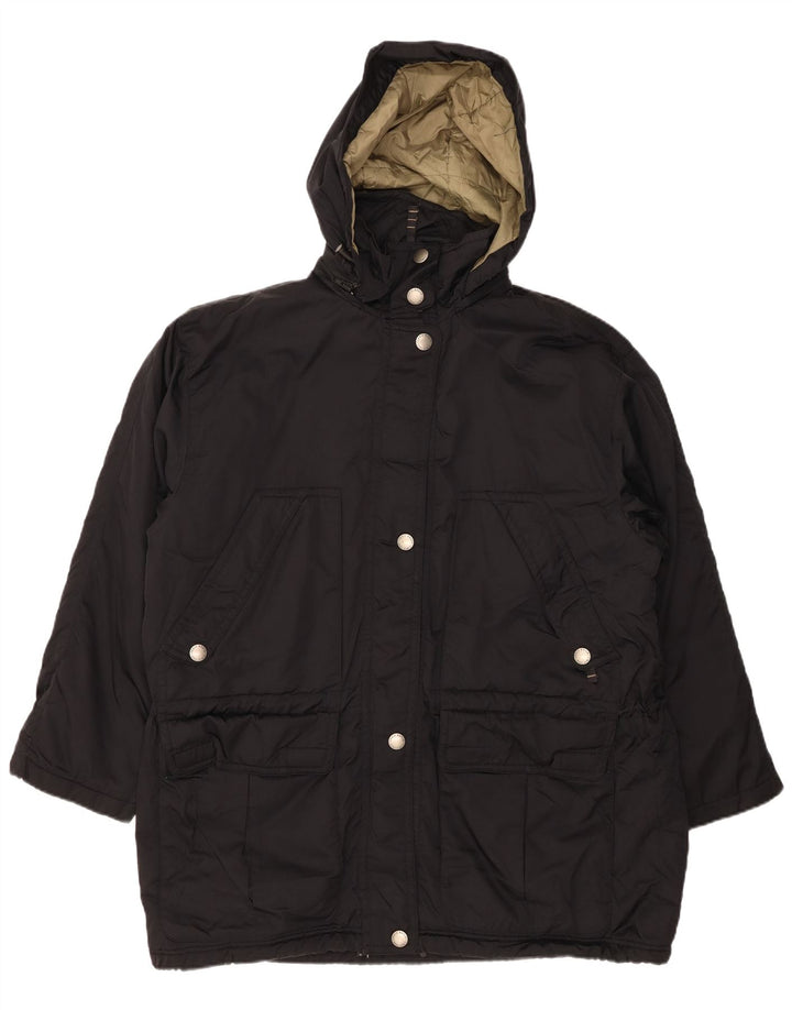 EDDIE BAUER Γυναικείο παλτό με κουκούλα αντιανεμικό UK 16 μεγάλο μαύρο