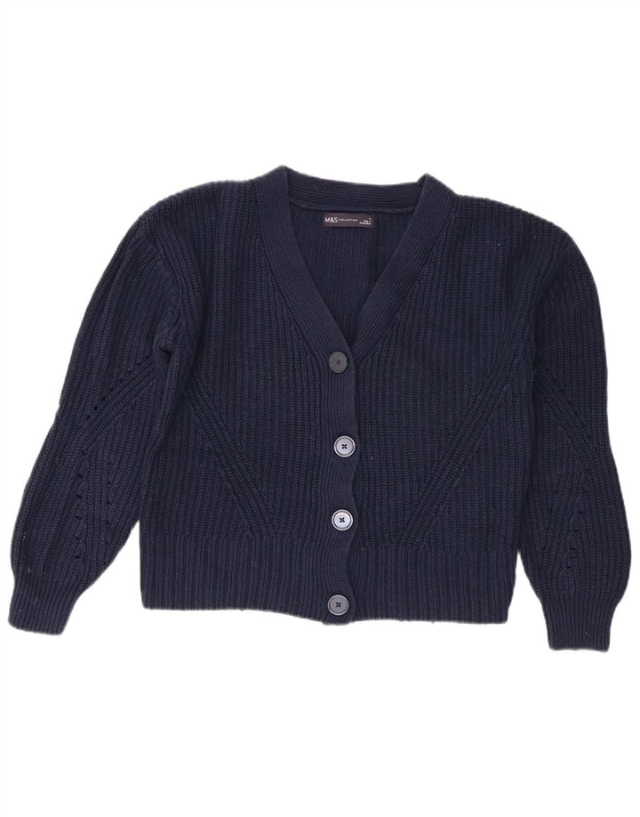 Marks & Spencer Γυναικείο πουλόβερ Crop Cardigan UK 10 Small Navy Blue