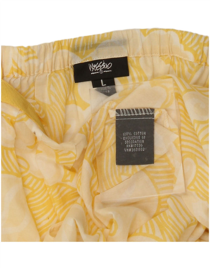 MOSSIMO Γυναικεία Crop Μπλούζα Τοπ UK 16 Μεγάλο κίτρινο φλοράλ βαμβακερό