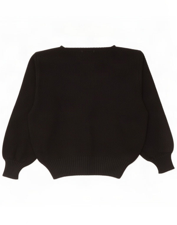 Dama Womens Oversized Boat Neck Jumper Sweater IT 46 Large Black Floral