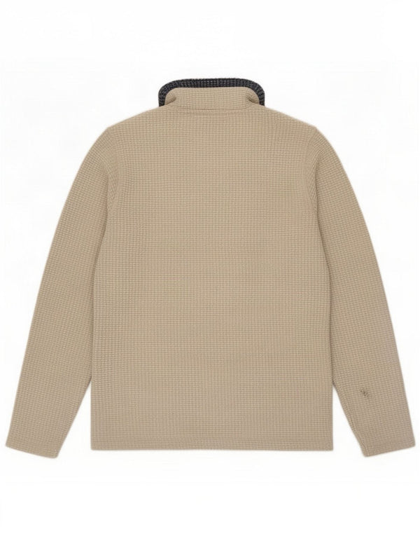 Weird Fish Mens Zip Neck Fleece Jumper Medium Beige Polyester