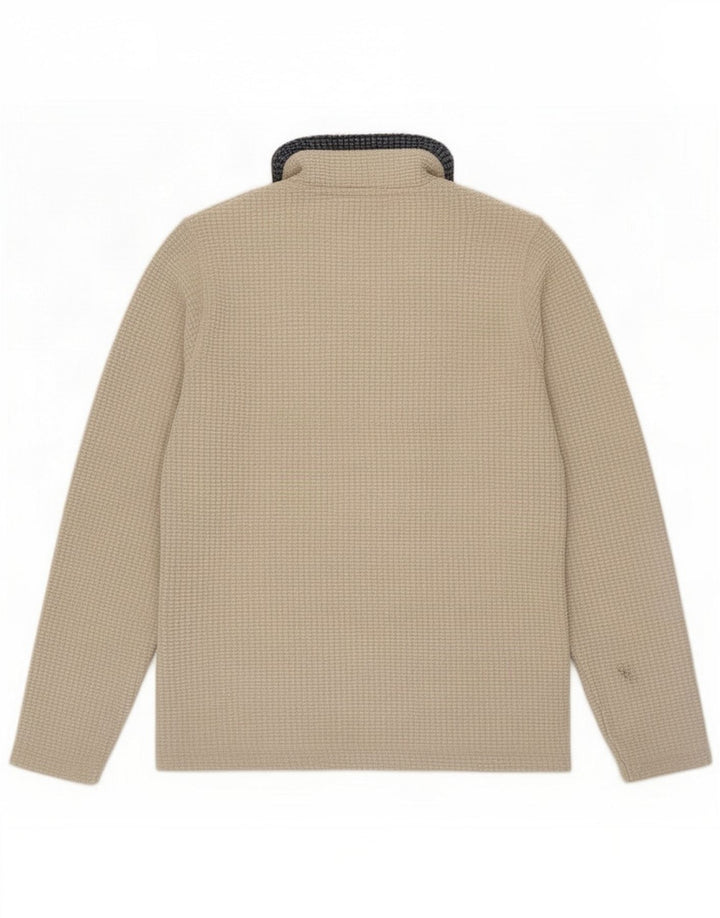Weird Fish Mens Zip Neck Fleece Jumper Medium Beige Polyester