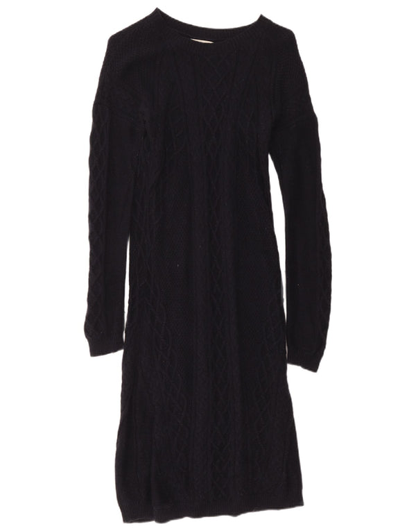 Γυναικείο μακρυμάνικο φόρεμα Hobbs UK 12 Medium Navy Blue βαμβακερό