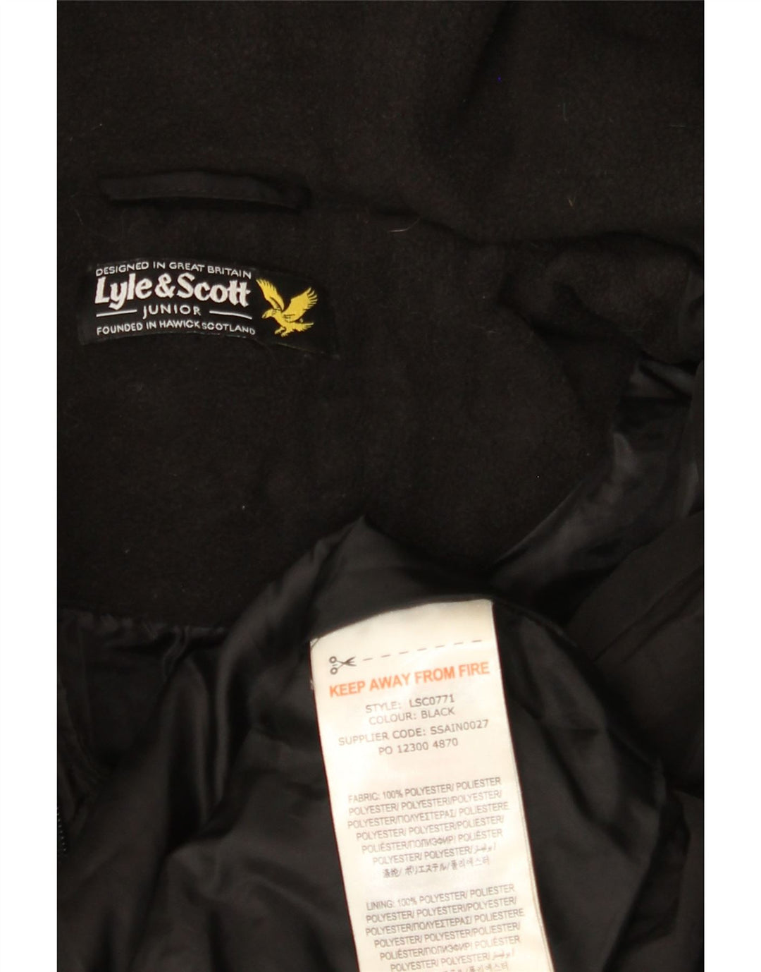 LYLE & SCOTT για αγόρια με κουκούλα με επένδυση 15-16 ετών Μαύρο πολυεστέρα