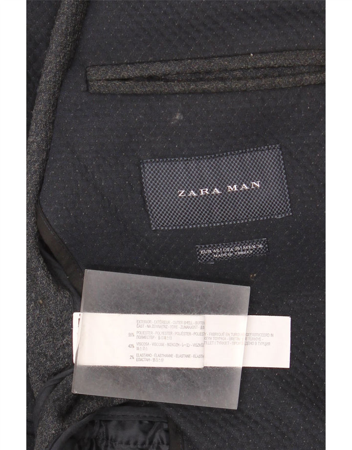 Zara Ανδρικό σακάκι μπλέιζερ με 2 κουμπιά EU 46 Small Navy Blue γεωμετρικός πολυεστέρας