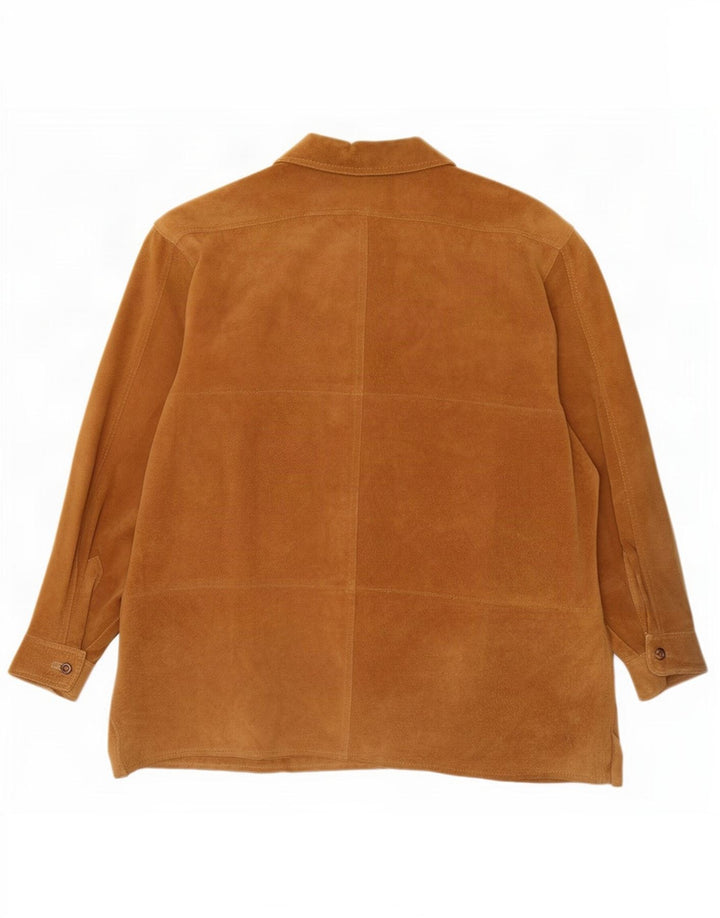 Vintage γυναικείο πουκάμισο Suede πουκάμισο IT 52 XL μπεζ δέρμα