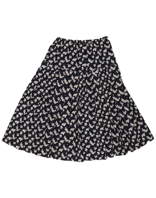 Vintage γυναικεία πλισέ φούστα σε γραμμή Α Small W26 Navy Blue Floral Silk