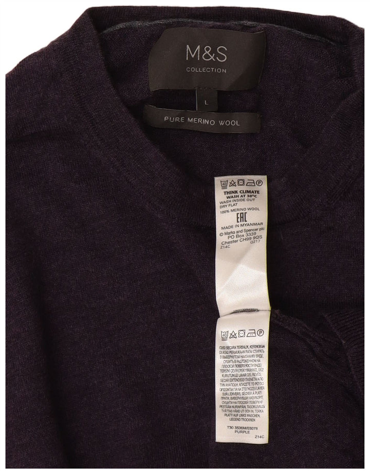 Marks & Spencer Ανδρικό πουλόβερ με λαιμόκοψη, μεγάλο μωβ