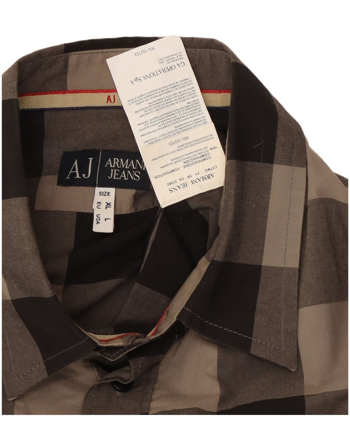 Armani Jeans Ανδρικό πουκάμισο μεγάλο γκρι βαμβακερό Gingham