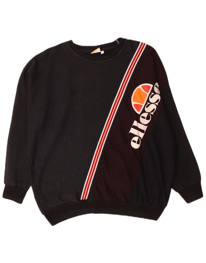 ELLESSE Ανδρικό γραφικό φούτερ Jumper Μεγάλο Navy Blue Colorblock Βαμβακερό