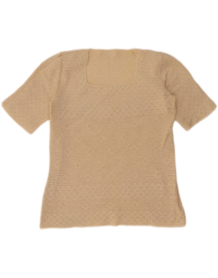 Vintage γυναικεία μπλούζα με βελονάκι Τοπ UK 12 Medium Beige