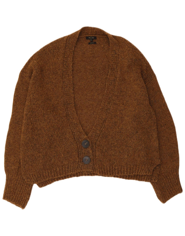 Massimo Dutti Γυναικείο Crop Oversized Ζακέτα πουλόβερ UK 16 Large Brown