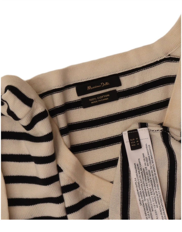 Massimo Dutti γυναικείο μπλουζάκι Crop τοπ UK 14 Medium Off White ριγέ