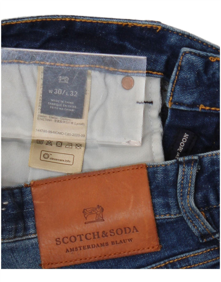 Γυναικείο slim τζιν σορτς SCOTCH & SODA W30 Βαμβακερό μεσαίο μπλε ναυτικό