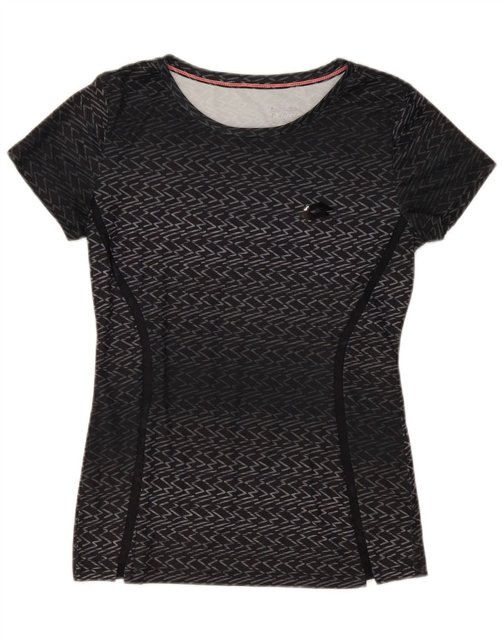 Γυναικείο T-Shirt Lotto Top UK 12 Medium Black Chevron Polyester