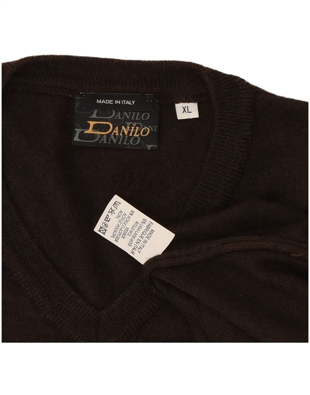 DANILO Mens Vest Tank Top XL Brown Wool