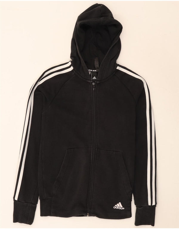 Adidas Girls Zip Hoodie πουλόβερ 13-14 ετών μαύρο βαμβακερό