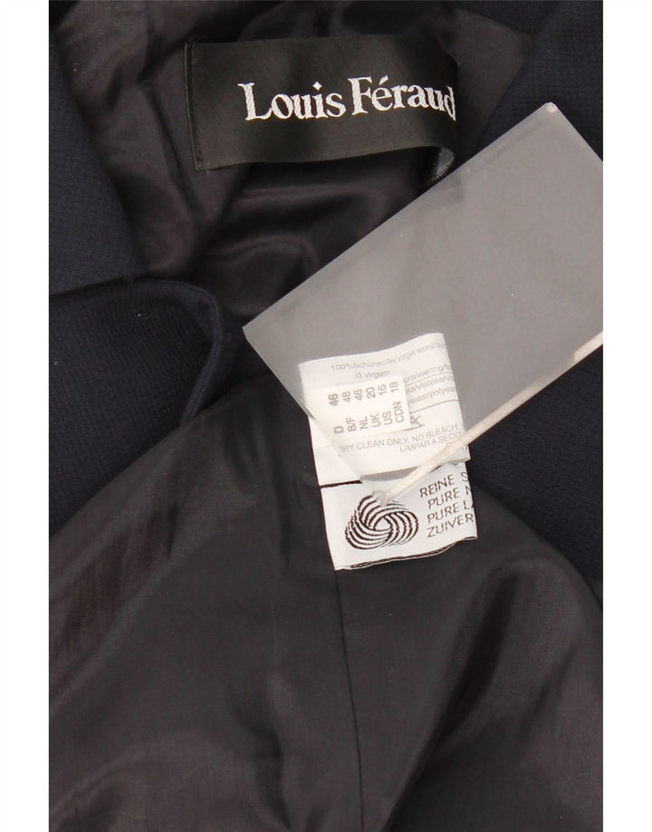 LOUIS FERAUD Womens 1 Button Longline Blazer Jacket UK 20 2XL Navy Blue Vintage Louis Feraud and Second-Hand Louis Feraud from Messina Hembry 