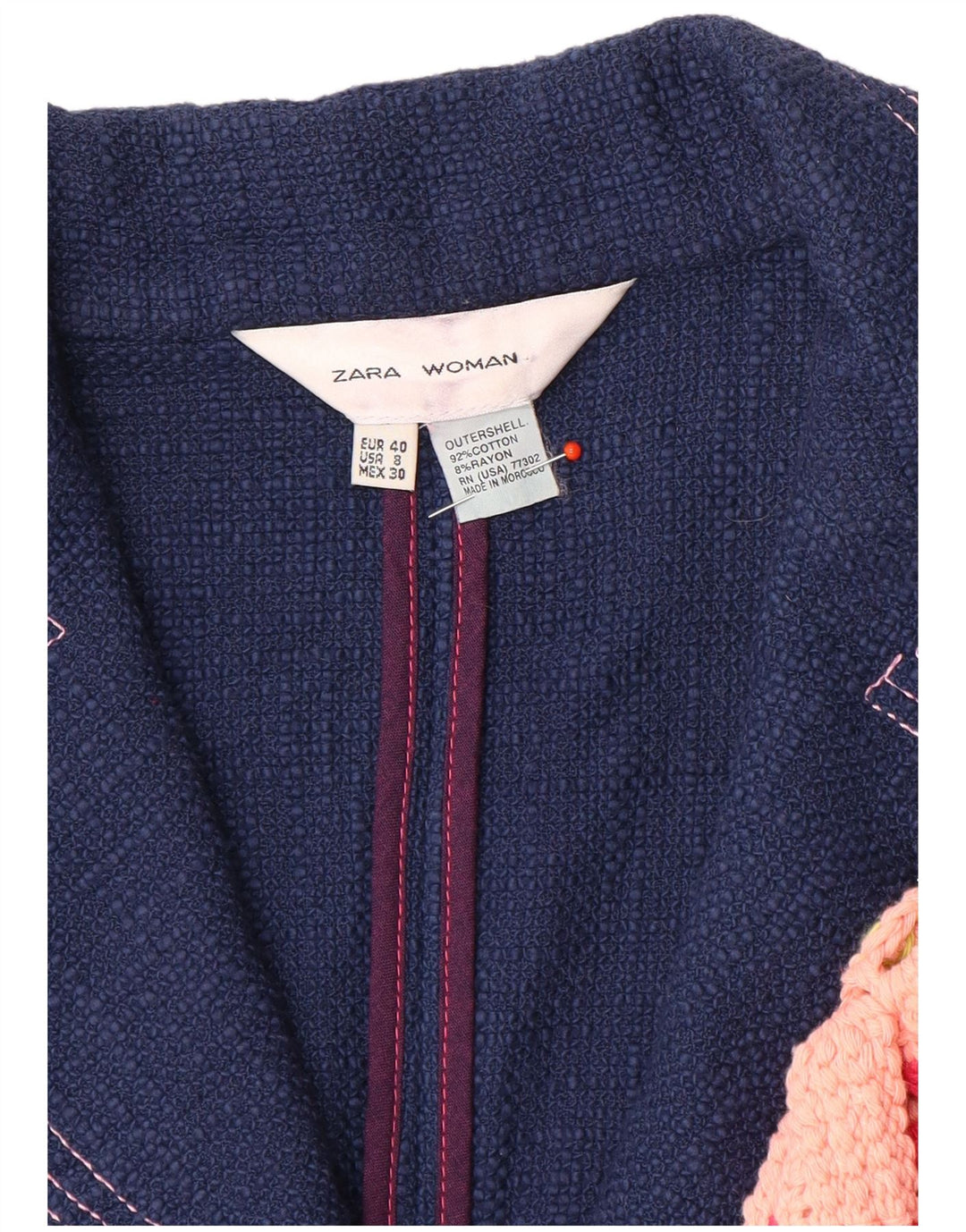 Zara Γυναικείο μπουφάν μπλέιζερ με 3/4 μανίκια με 1 κουμπί EU 40 Μεσαίο μπλε βαμβακερό