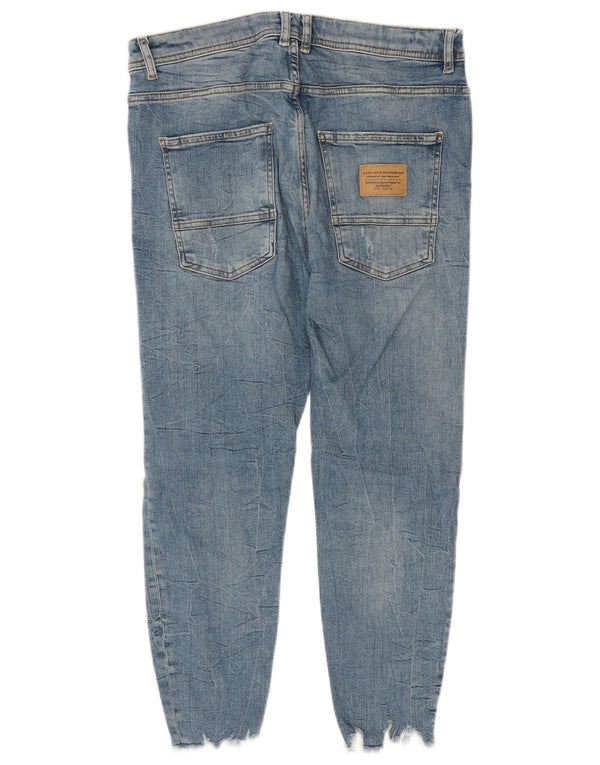 Zara Ανδρικά Skinny Distressed Cropped Jeans EU 42 Large W32 L24 Blue Cotton