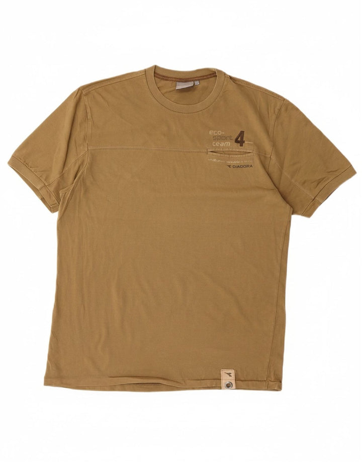 DIADORA Mens Graphic T-Shirt Top Large Brown
