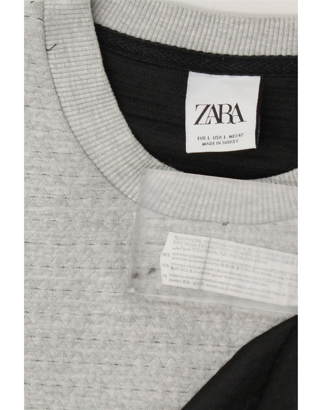 Zara Ανδρικό πουλόβερ με λαιμόκοψη μεγάλου γκρι πολυεστέρα