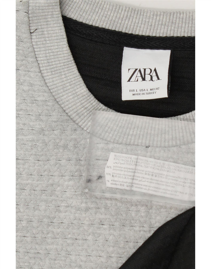 Zara Ανδρικό πουλόβερ με λαιμόκοψη μεγάλου γκρι πολυεστέρα