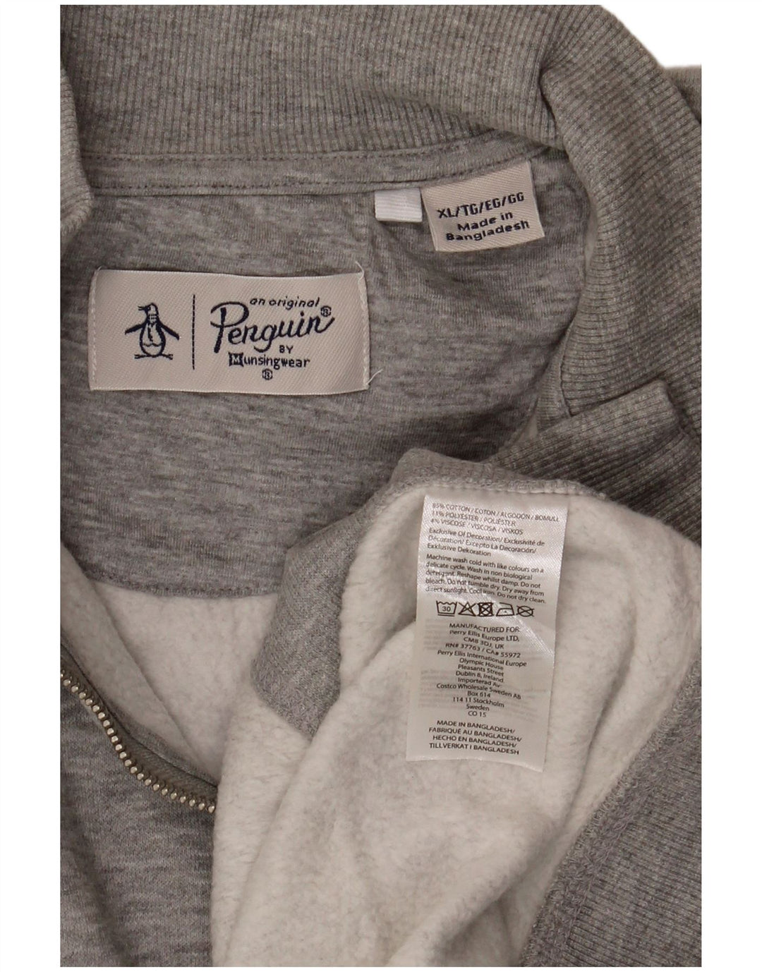 Ανδρικό φούτερ Penguin με φερμουάρ Jumper XL Γκρι βαμβακερό