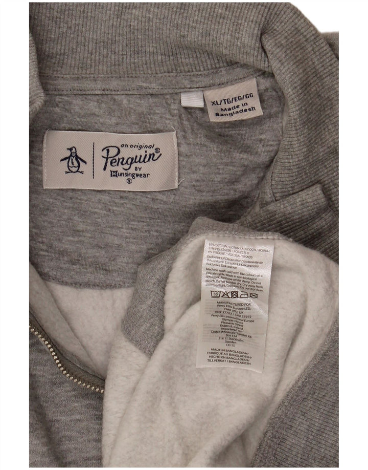 Ανδρικό φούτερ Penguin με φερμουάρ Jumper XL Γκρι βαμβακερό