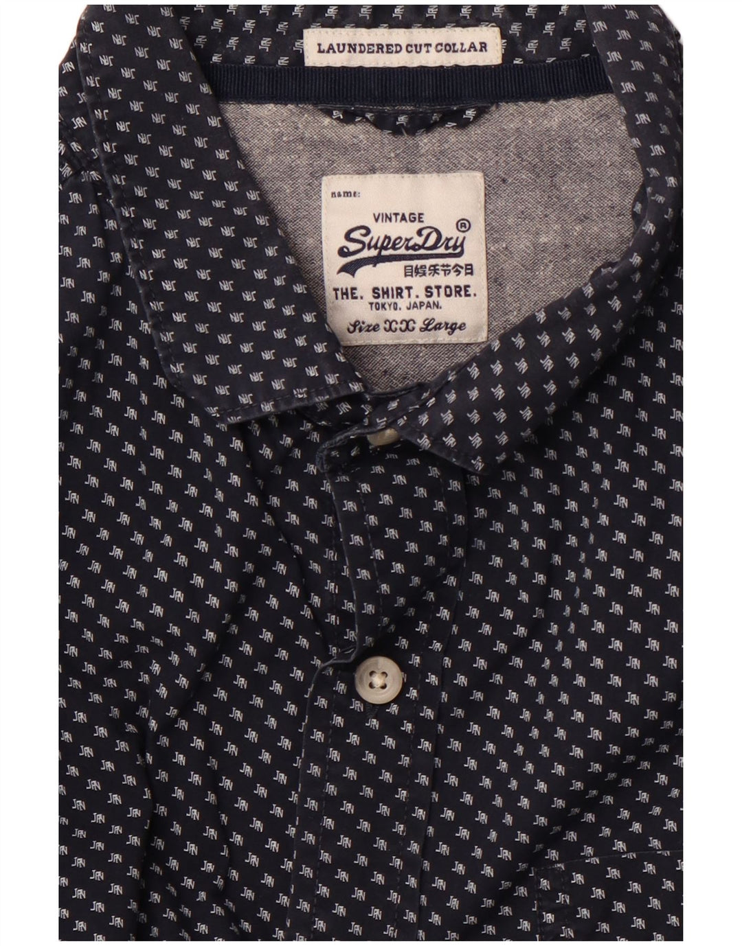 Ανδρικό γραφικό πουκάμισο SUPERDRY 2XL Navy Blue Spotted