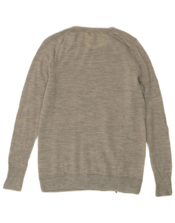 J. CREW Γυναικείο πουλόβερ με λαιμό σκάφος UK 10 Small Grey Merino Wool