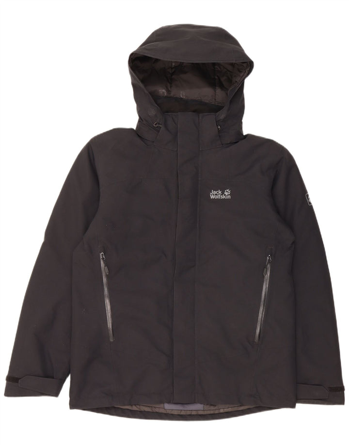 Jack Wolfskin Ανδρικό μπουφάν με κουκούλα αντιανεμικό UK 34 μικρό μαύρο πολυεστέρα