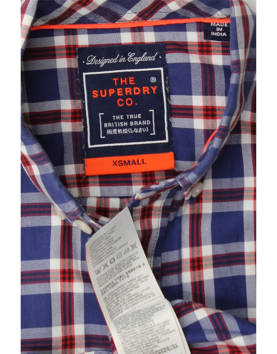 Ανδρικό φανελένιο πουκάμισο SUPERDRY XS Navy Blue Check Cotton
