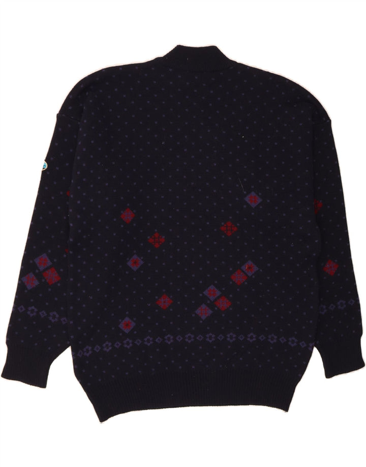 NORTH POLE Ανδρικό πουλόβερ με λαιμόκοψη 2XL Navy Blue Fair Isle Wool