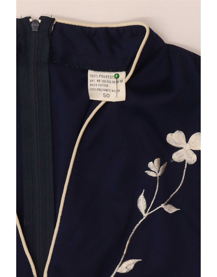 Vintage Γυναικείο μακρυμάνικο Maxi Φόρεμα IT 50 XL Navy Blue Polyester