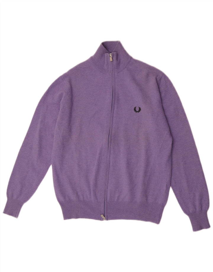 Fred Perry Ανδρική ζακέτα πουλόβερ από μωβ μικρό μαλλί