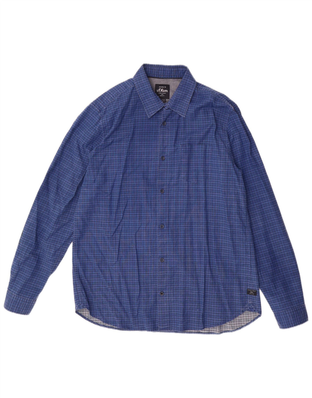 S.Oliver Ανδρικό πουκάμισο XL Blue Check Cotton
