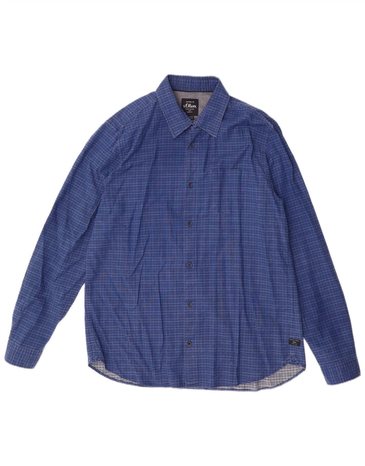 S.Oliver Ανδρικό πουκάμισο XL Blue Check Cotton