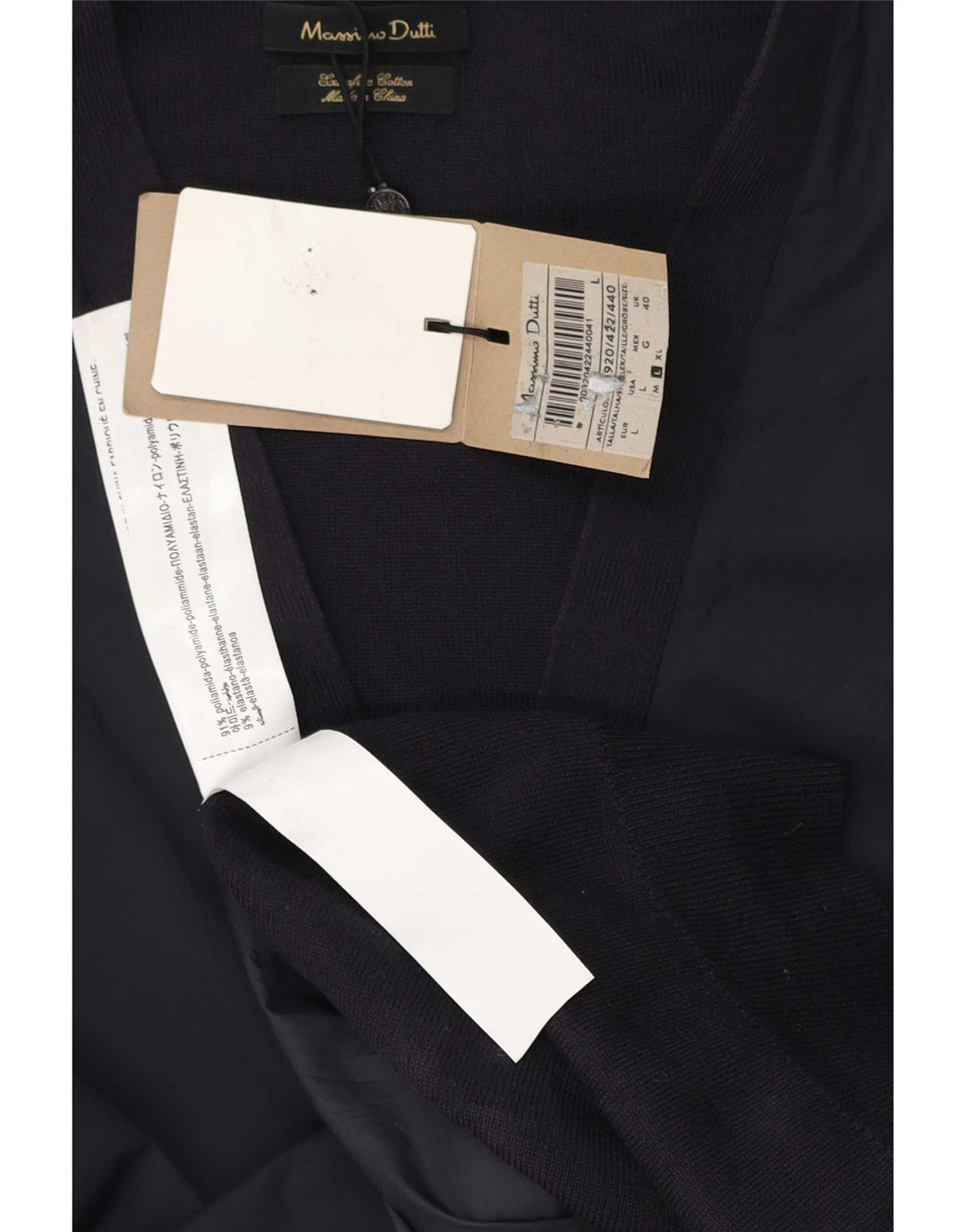 Massimo Dutti Ανδρικό πουλόβερ ζακέτα με κανονική εφαρμογή Μεγάλο μπλε ναυτικό πολυαμίδιο