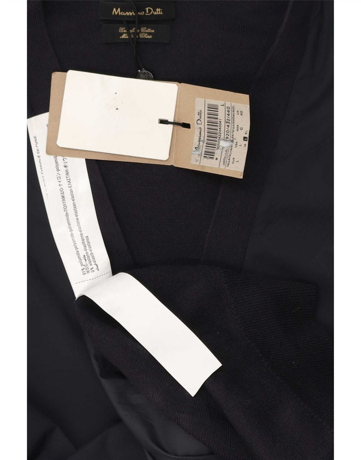 Massimo Dutti Ανδρικό πουλόβερ ζακέτα με κανονική εφαρμογή Μεγάλο μπλε ναυτικό πολυαμίδιο