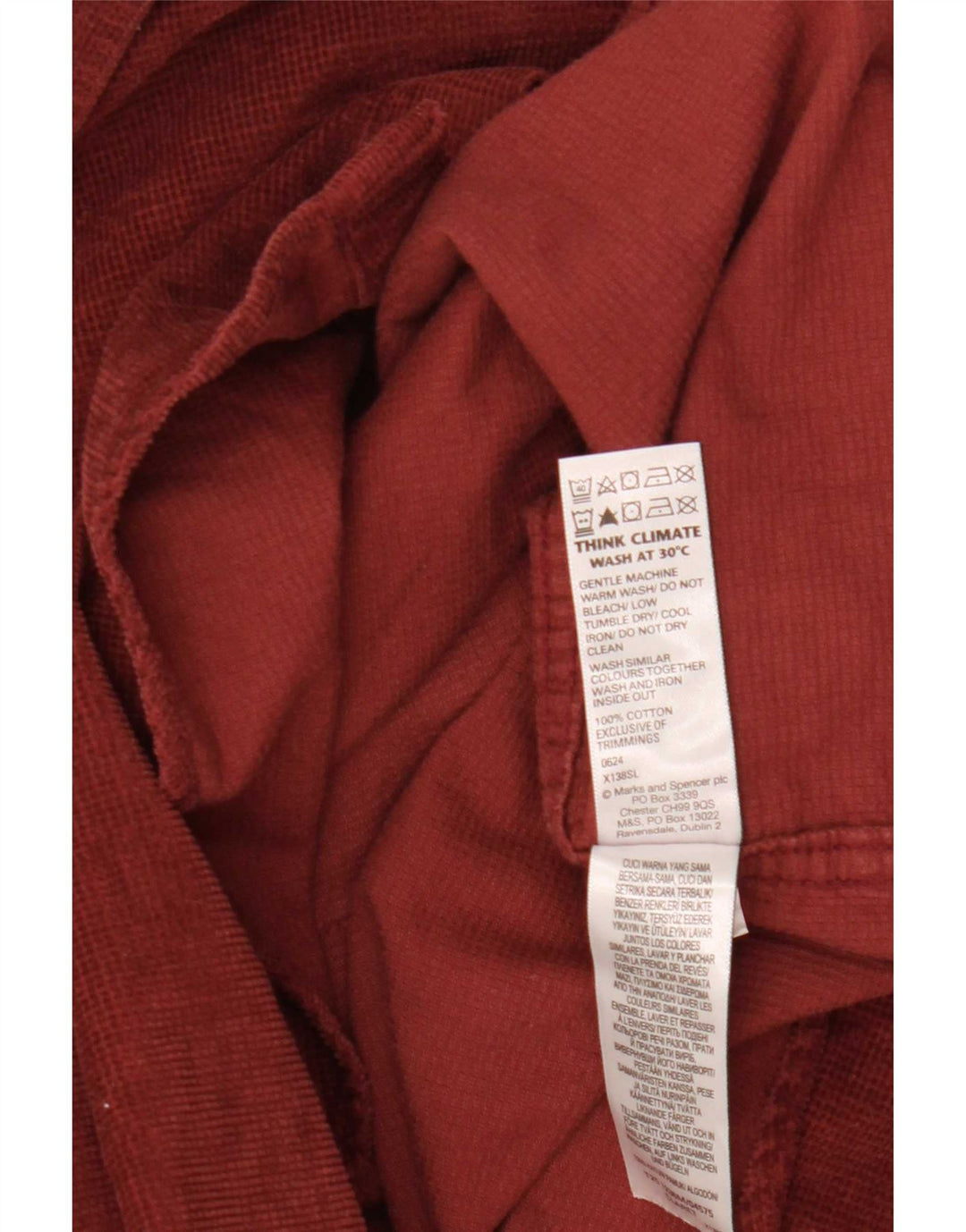 Ανδρικό πουκάμισο Marks & Spencer 2XL από βαμβακερό μπορντό