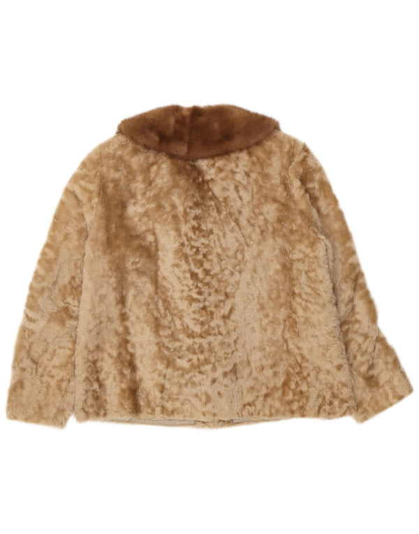 Vintage γυναικείο μπουφάν με ψεύτικη γούνα UK 10 Small Beige